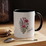 Personalized Floral Name Mug, Custom Wildflower Coffee Cup for Her, Birthday Gift for Women, Botanical Friend or Coworker Keepsake