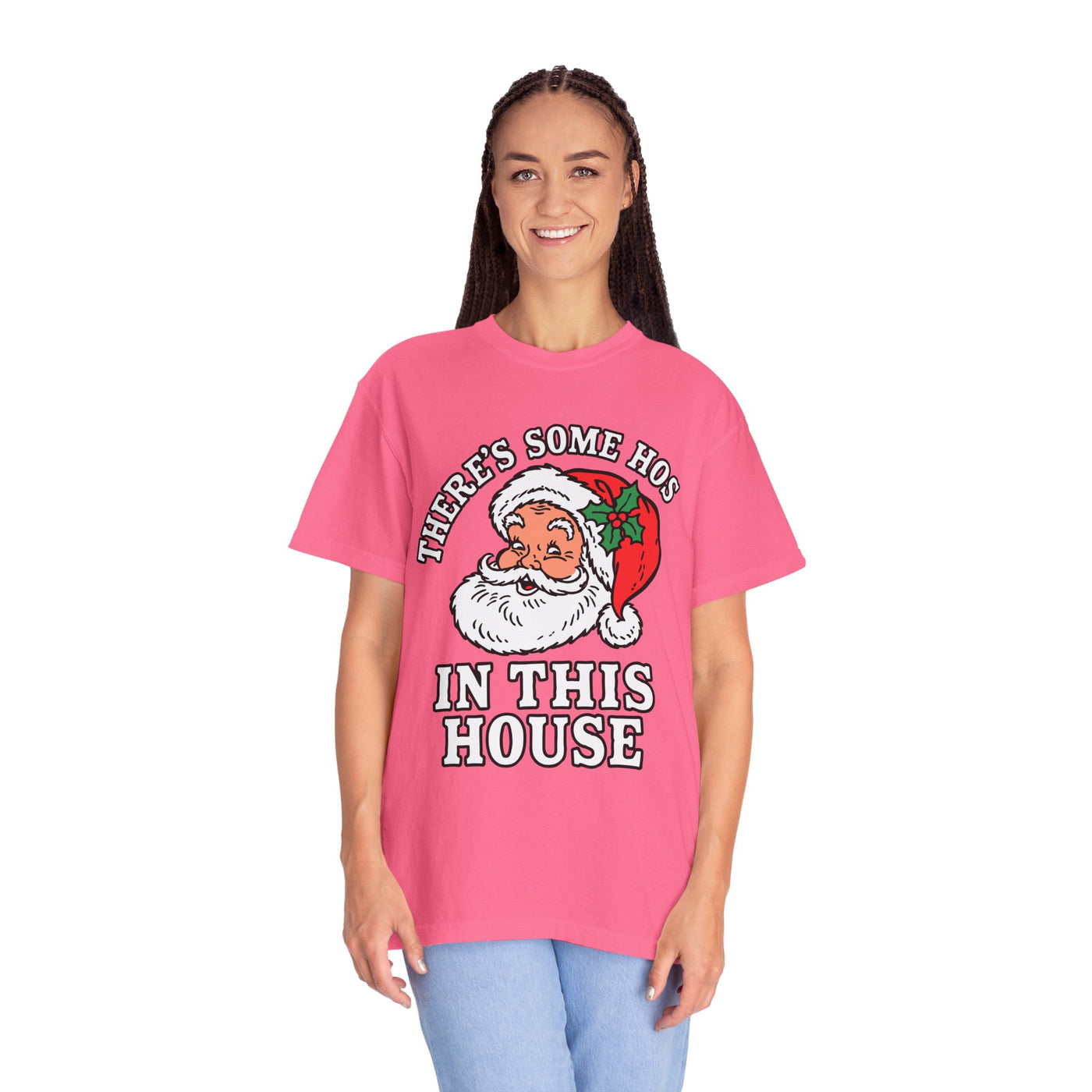 There's Some Ho's in This House Shirt, Funny Santa Christmas T-Shirt, Adult Holiday Party Tee, Naughty Xmas Gift for Friends or Family