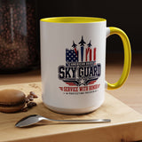 Military Aviation Coffee Mug, American Skies Skyguard Cup, Patriotic Fighter Jet Gift for Pilot, Veteran, Airman or Armed Forces Supporter