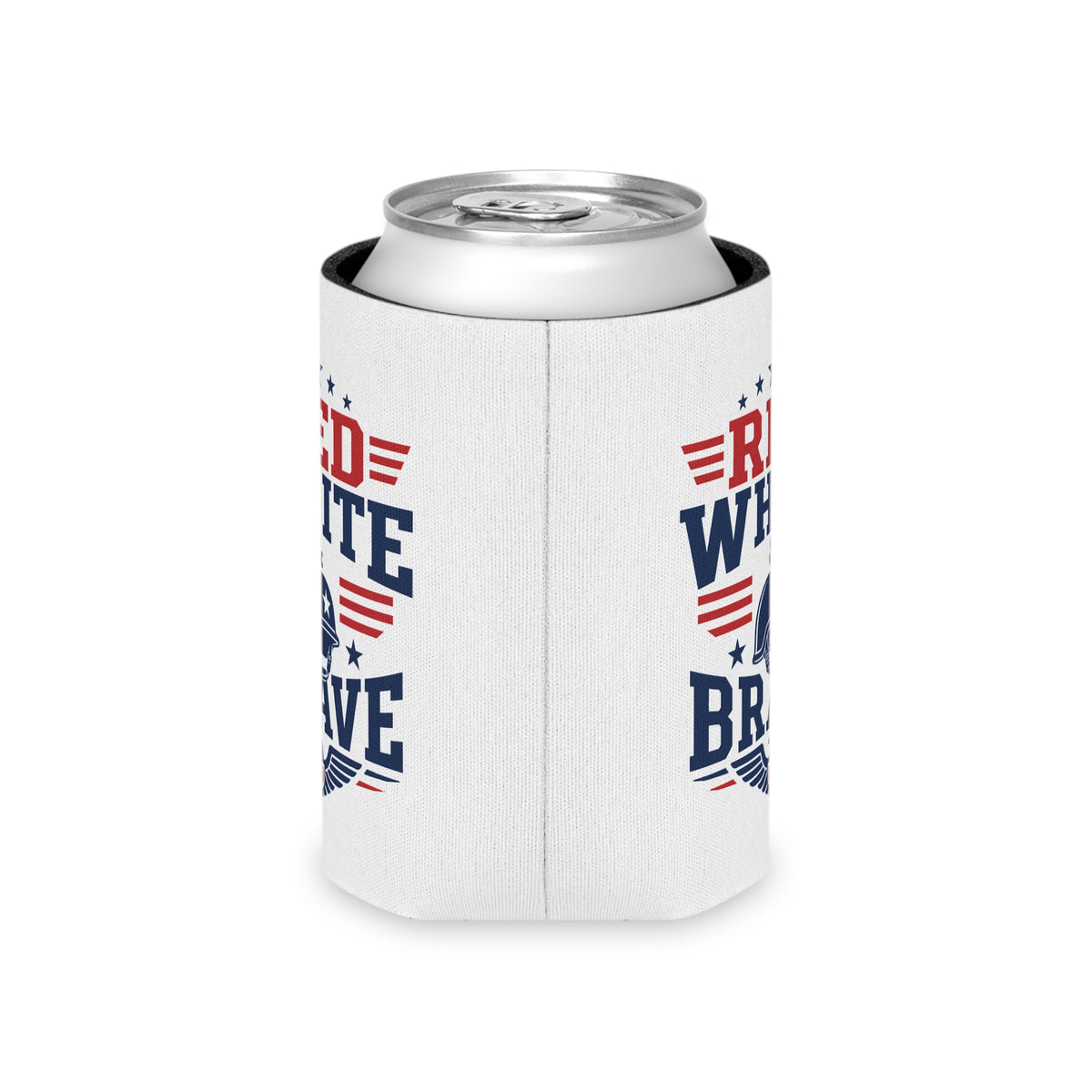 Patriotic Red White Blue Can Cooler, Military Inspired Drink Holder, American Flag Beverage Sleeve, Veteran Gift, USA Party Favor