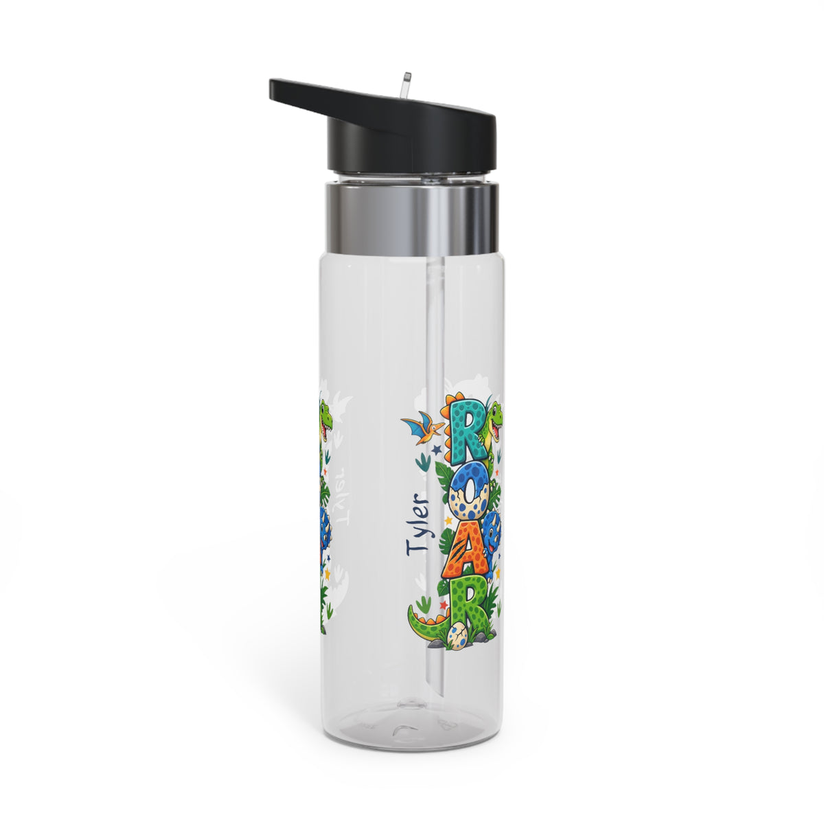 Custom Dinosaur Name Water Bottle for Boys | 20oz BPA-Free Tritan Kids School Bottle