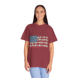 American Flag Floral Shirt, Patriotic Flower Graphic Tee, Vintage Americana T Shirt, Fourth of July Outfit, Red White Blue Gift