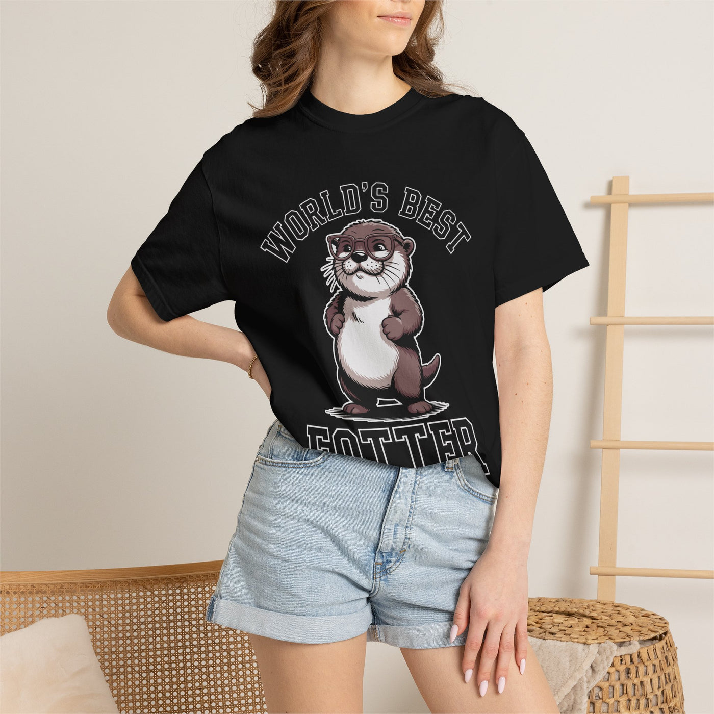 Funny Otter Dad Comfort Colors Shirt, World’s Best Fotter Graphic Tee, Cute Father’s Day Shirt, Animal Lover Dad Gift Tee