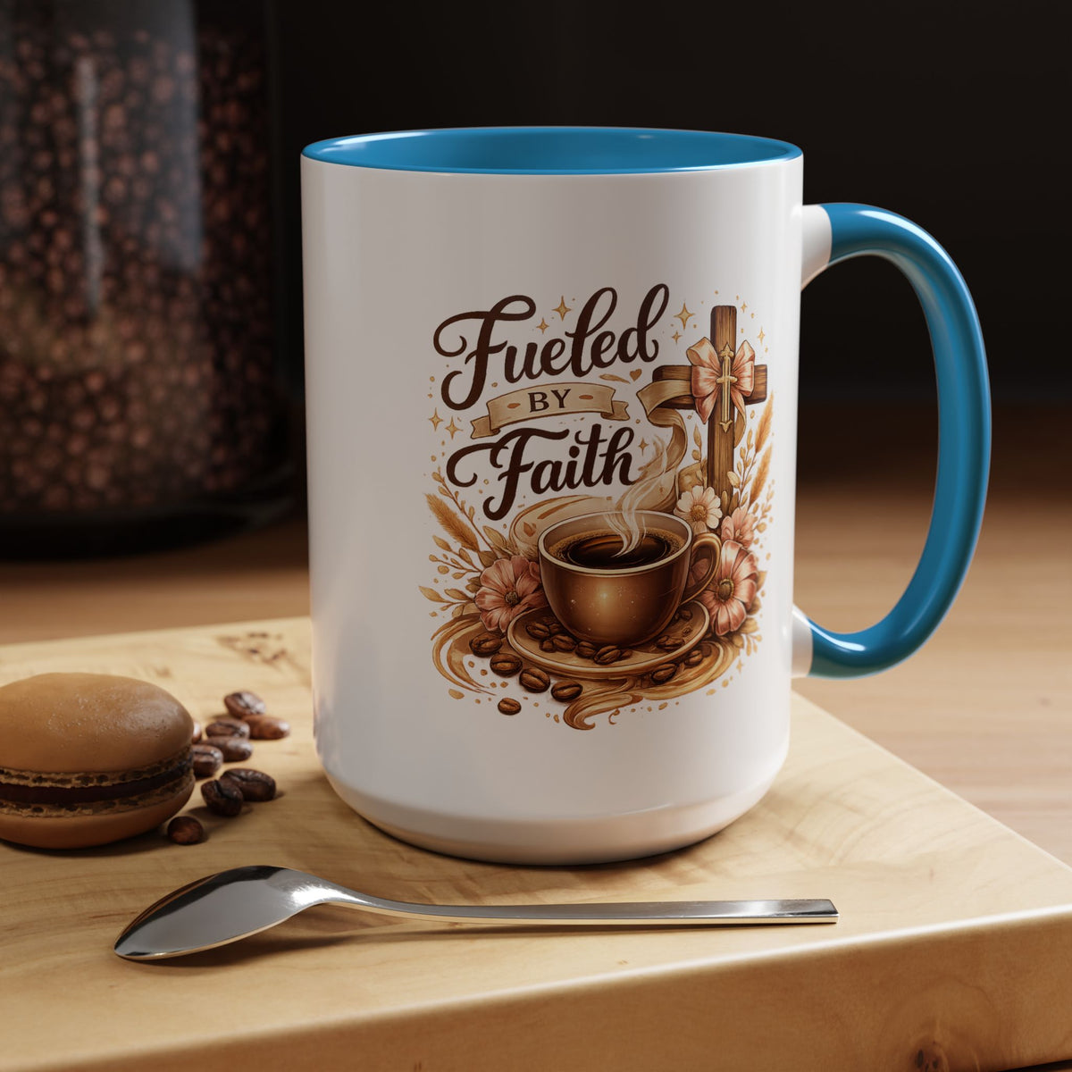 Christian Coffee Mug Fueled By Faith, Faith Based Coffee Cup, Religious Gift for Women, Prayer Warrior Mug, Inspirational Christian Gift