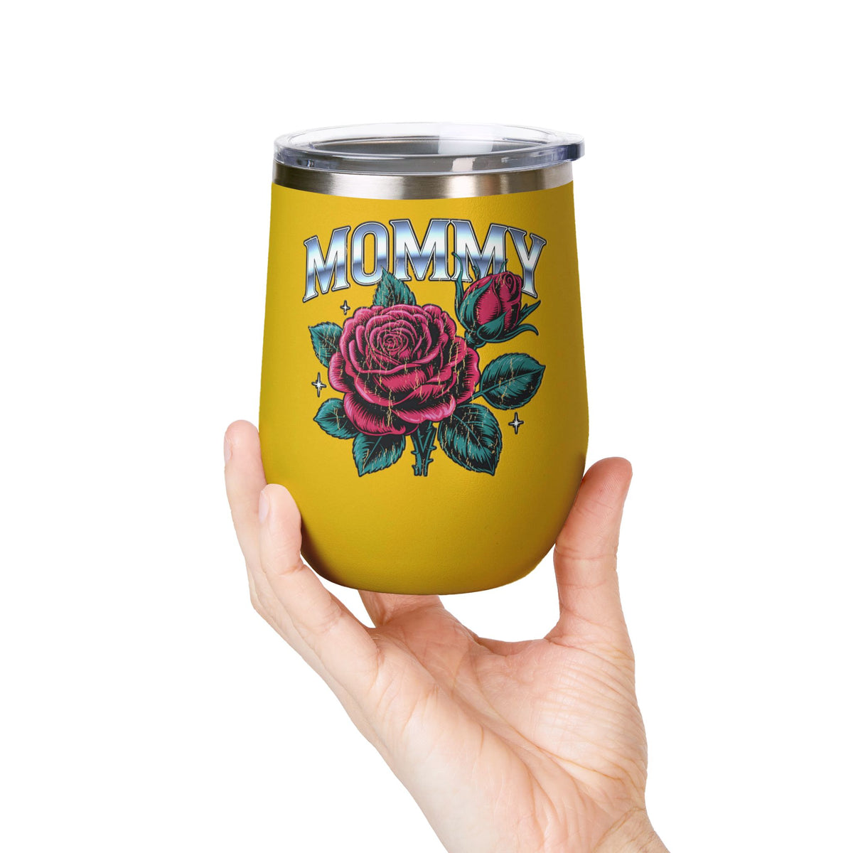 Mommy Rose Wine Tumbler, Pink Floral Cup, Mother's Day Gift for Mom, Birthday Present for Mama and Floral Lovers