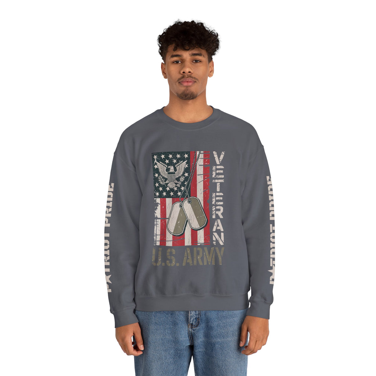 US Army Sweatshirt, Vintage Military Pullover, American Flag Army Top, Veteran Gift, Patriotic Military Clothing, Army Family Gift