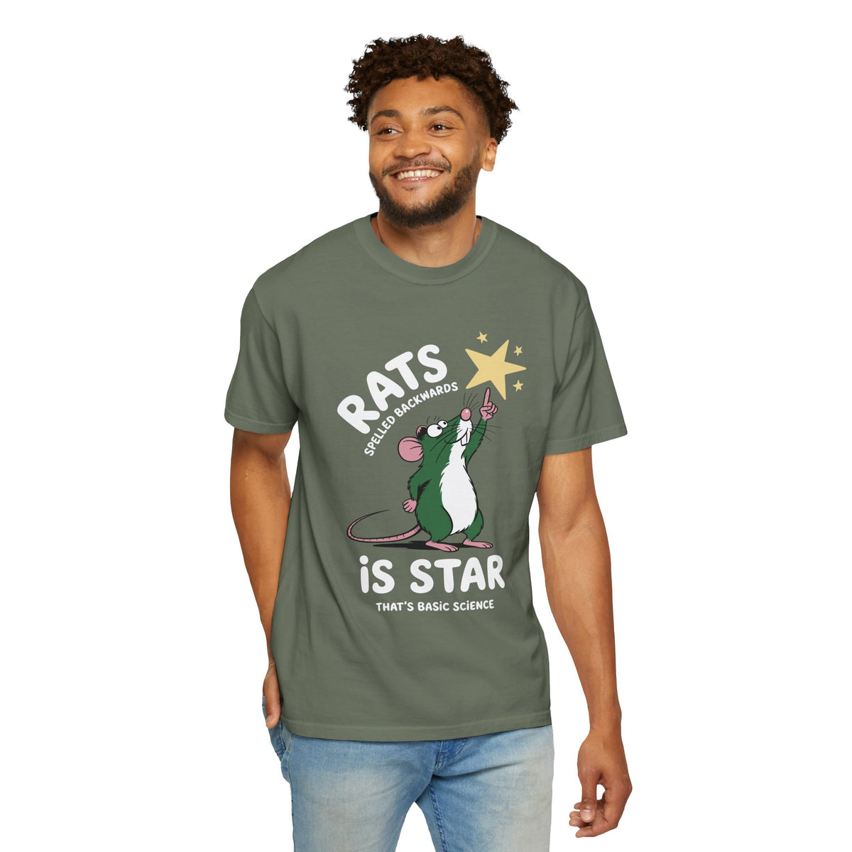 Funny Rat Shirt, Rat Is A Star Backwards Science Tee, Cute Mouse Graphic T-Shirt, Weird Humor Animal Shirt, Nerdy Joke Gift
