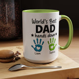 Personalized World's Best Dad Coffee Mug, Custom Handprint Dad Mug with Kids Names, Father's Day Gift for Dad, Gift from Children