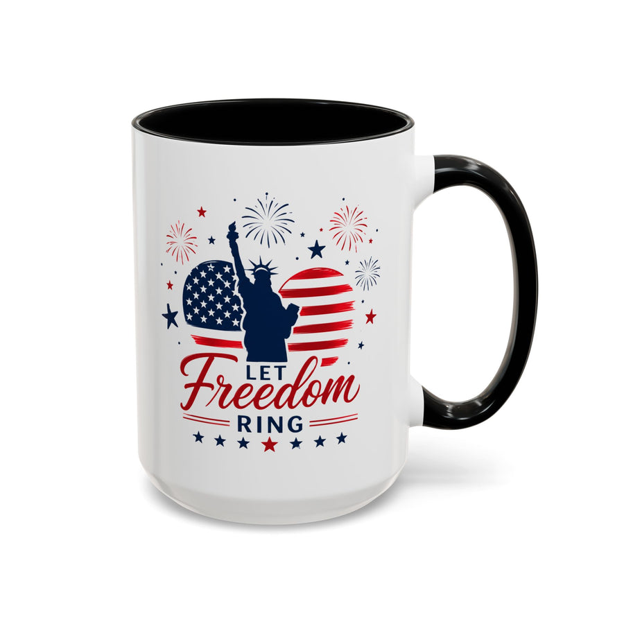 Let Freedom Ring Patriotic Coffee Mug, Statue of Liberty Fourth of July Mug, American Flag Coffee Cup, USA Pride Gift, Independence Day Mug