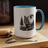 Fox Moon Mug, Black and White Woodland Coffee Cup, Celestial Forest Animal Gift for Fox Lover, Rustic Cabin Decor, Nature Birthday Present