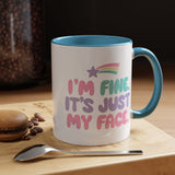 Funny Sarcastic Coffee Mug, I'm Fine It's Just My Face Pastel Quote, Sassy Birthday Gift for a Best Friend or Coworker's Office Coffee Break