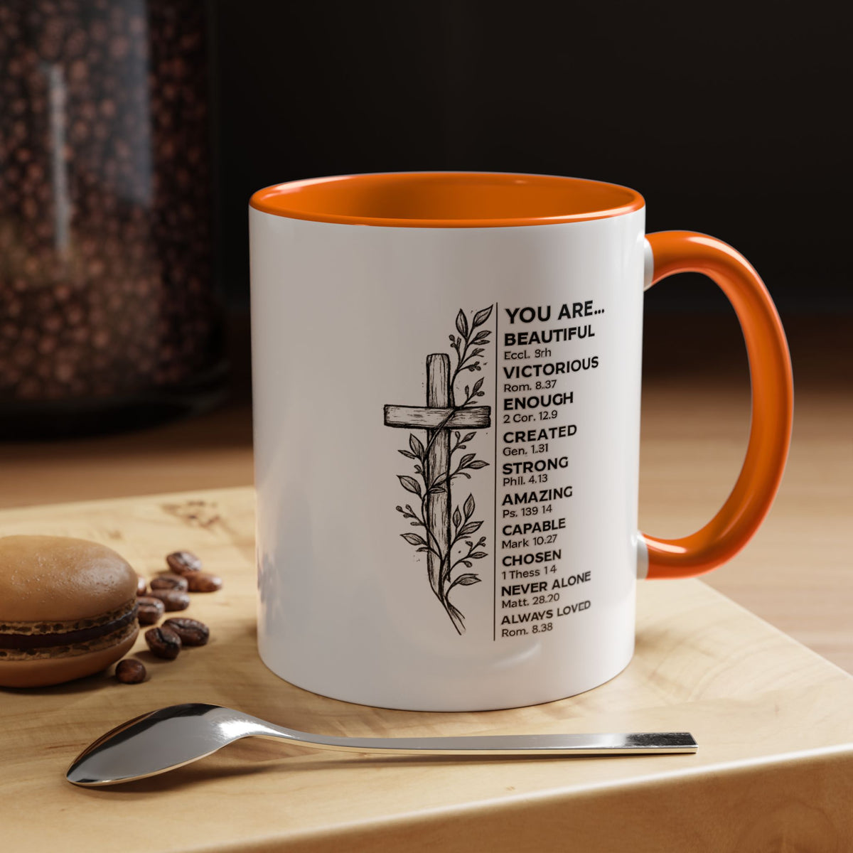 Christian Inspirational Mug, You Are Beautiful Victorious Enough Bible Verse Coffee Mug, Faith Encouragement Gift for Women