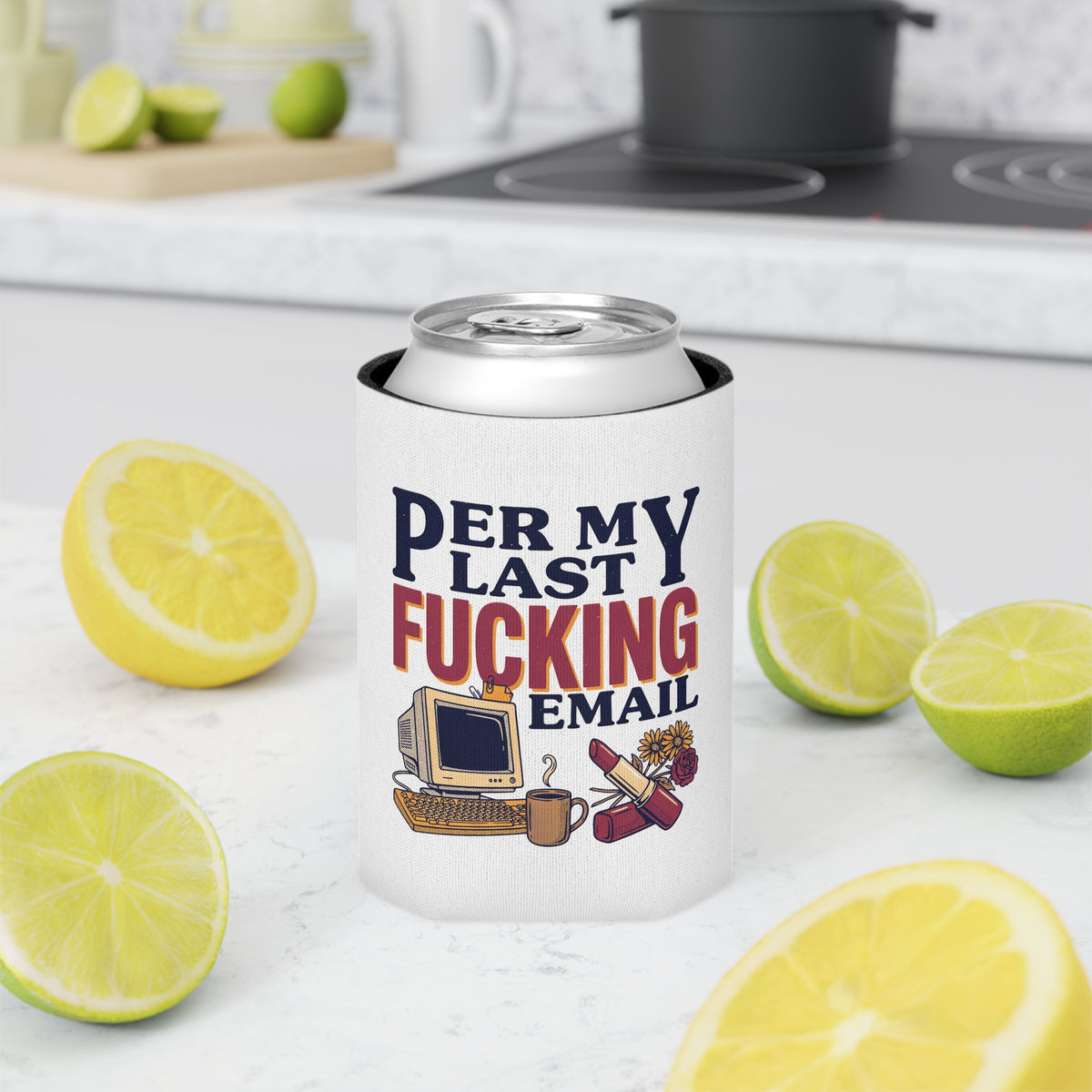 Funny Can Cooler, Work Humor Drink Sleeve, Office Gift for Her, Email Stress Beer Holder, Coworker Gift, Sassy Desk Accessor
