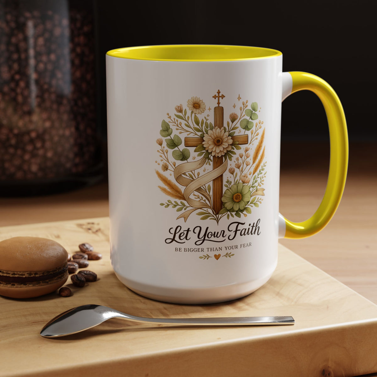 Christian Faith Inspirational Mug, Let Your Faith Be Bigger Than Your Fear Coffee Mug, Religious Gift for Women, Prayer Mug