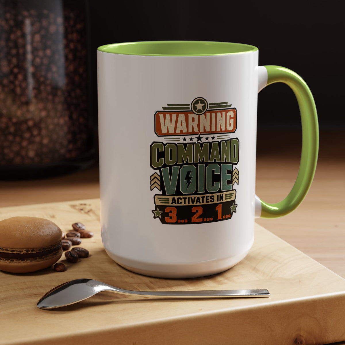Funny Military Command Voice Mug, Warning Countdown Coffee Cup, Army Dad or Veteran Gift for Him, Retirement Birthday Humor Present