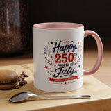 Happy 250th Fourth of July Coffee Mug, Semiquincentennial Gift for History Lovers, 1776 to 2026 Patriotic Ceramic Tea Cup