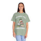 Booked for Christmas Shirt, Book Lover Holiday T-Shirt, Christmas Tree Books Tee, Cozy Reading Gift for Librarian, Teacher or Bookworm