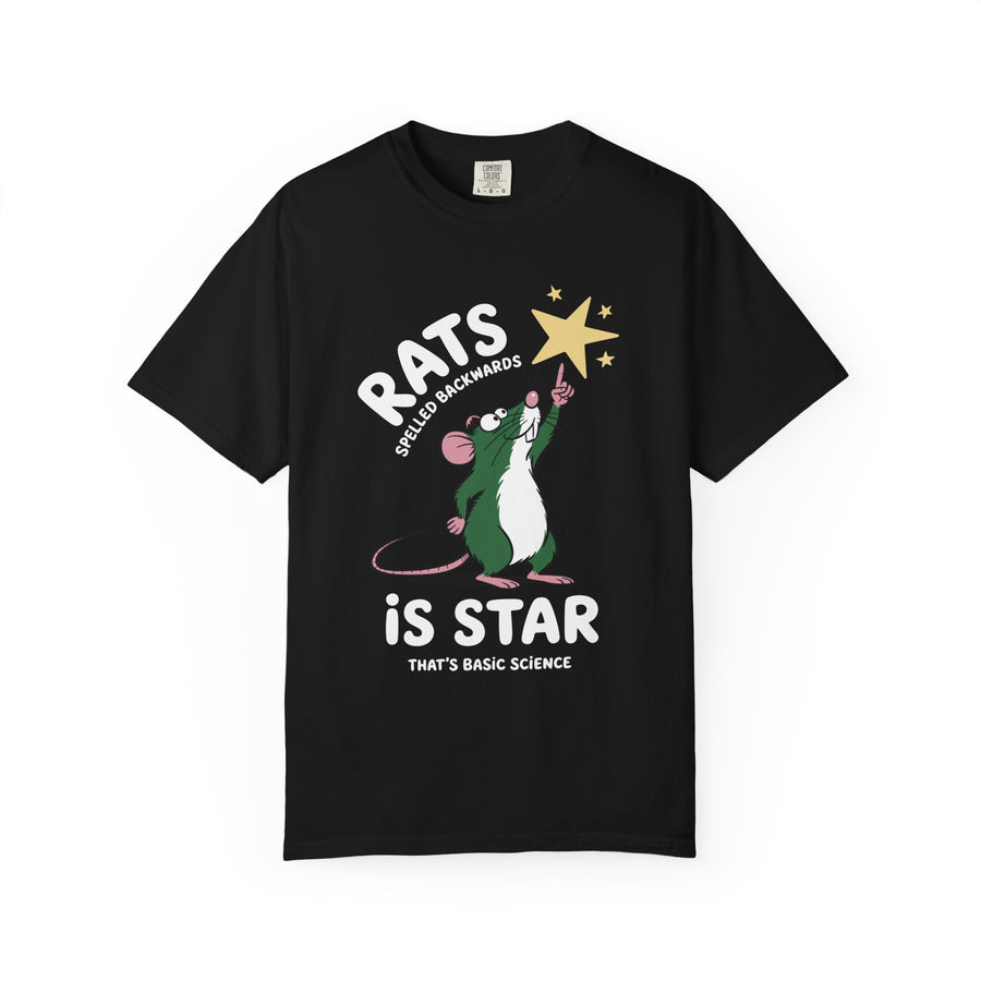 Funny Rat Shirt, Rat Is A Star Backwards Science Tee, Cute Mouse Graphic T-Shirt, Weird Humor Animal Shirt, Nerdy Joke Gift
