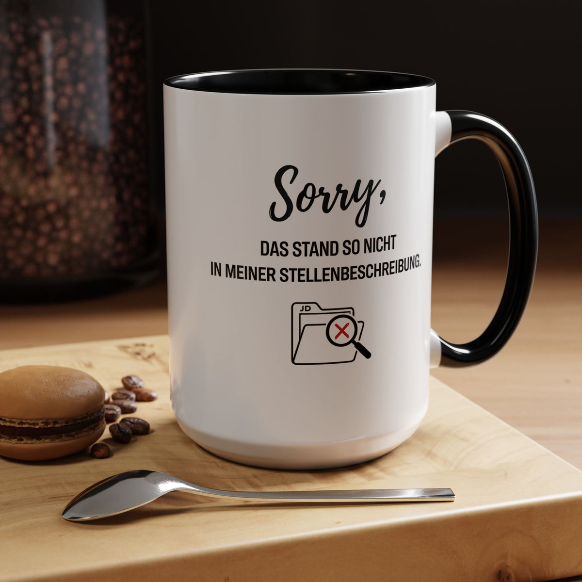 Sorry Das Stand So Nicht In Meiner Stellenbeschreibung Coffee Mug, Funny German Office Joke Gift for Coworkers, Sarcastic Job Description Ceramic Tea Cup with Pink Handle