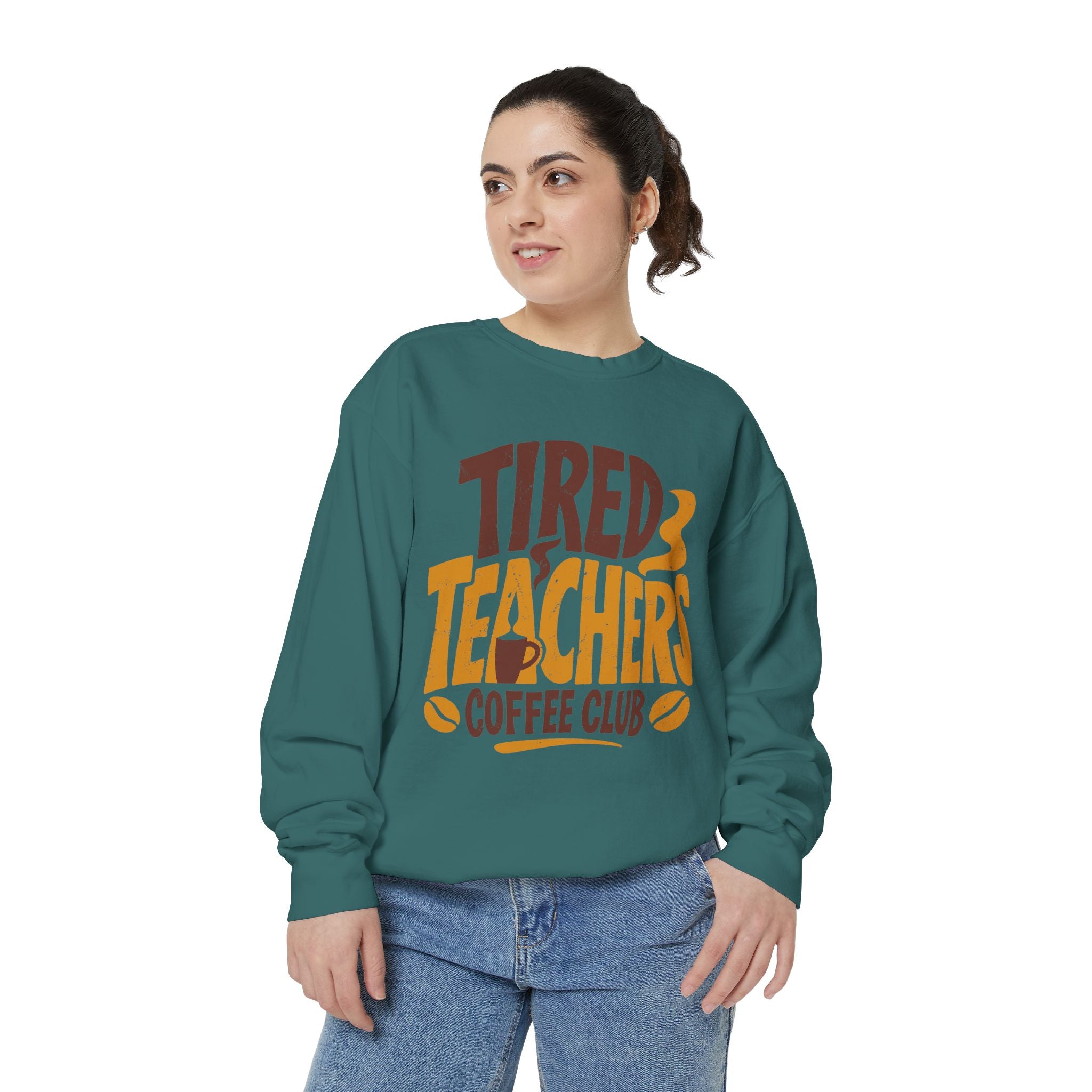 Funny Teacher Coffee Club Comfort Colors Sweatshirt, Tired Teachers Club Graphic Sweatshirt, Teacher Appreciation Gift for Coffee Lovers