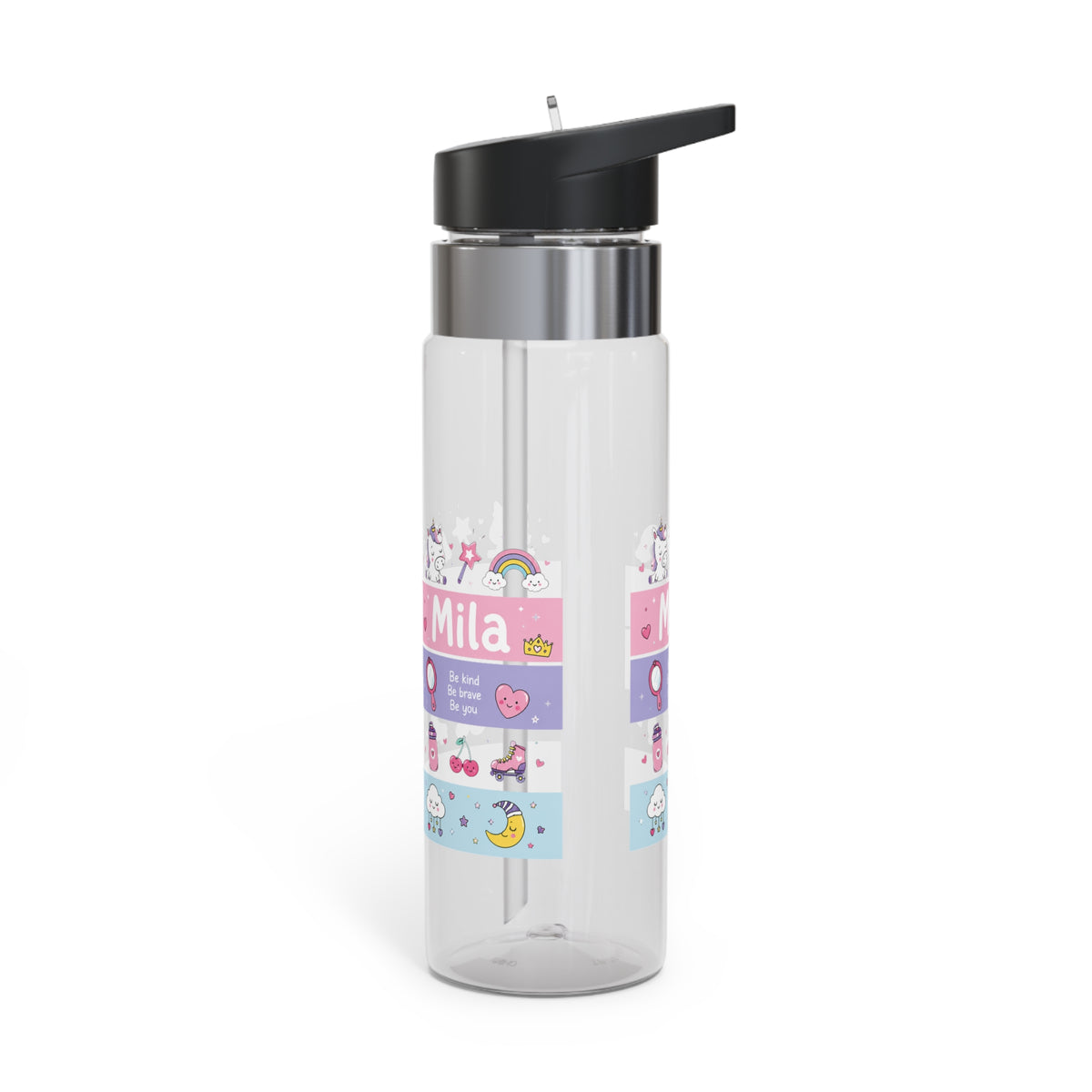 Personalized Transparent Water Bottle for Girls, Cute Unicorn Rainbow Drink Bottle, Kids School Water Bottle, Birthday Gift for Daughter