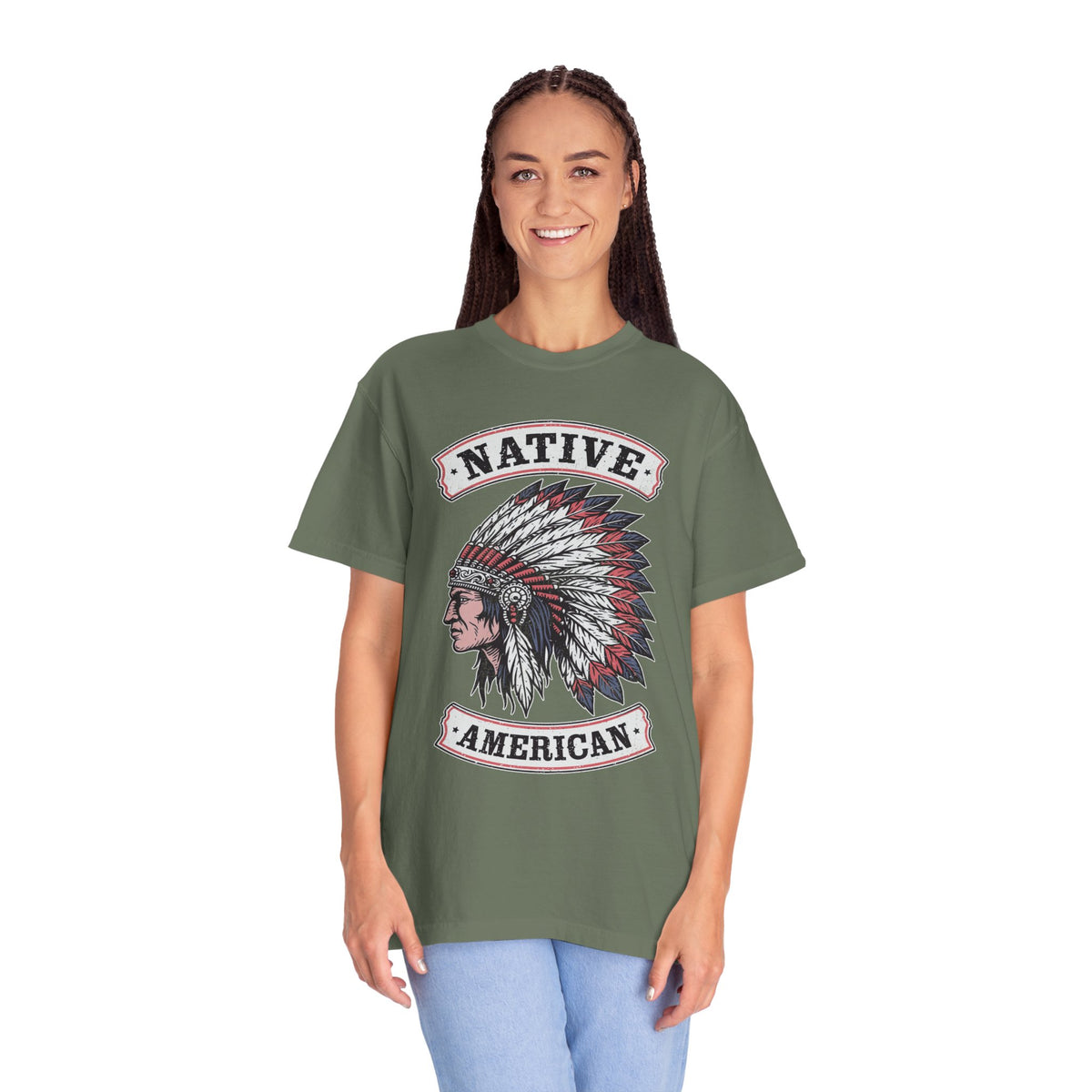 Native American Headdress Shirt, Patriotic USA Graphic Tee, Vintage American Eagle Style, Western Americana Gift, Fourth of July Shirt