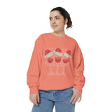 Christmas Wine Glass Sweatshirt, Rhinestone Style Santa Hat Crewneck, Sparkly Holiday Party Pullover, Wine Lover Gift for Girls Night
