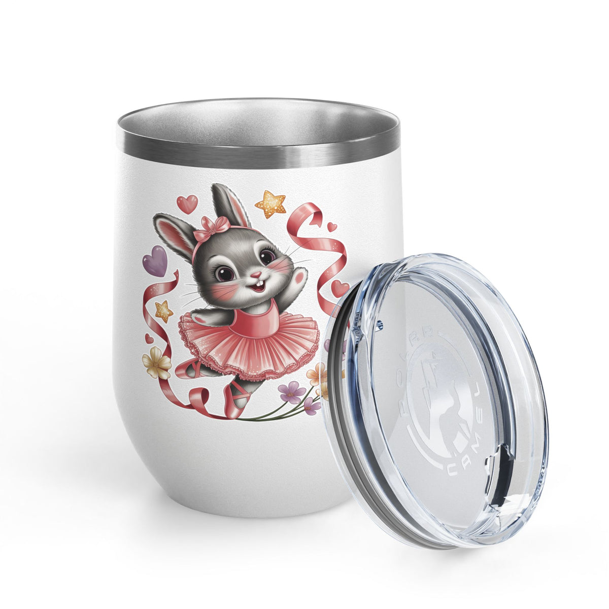 Ballet Bunny Wine Tumbler, Cute Pink Rabbit Cup, Gift for Ballerinas, Dance Students, Bunny Lovers and Ballet Besties