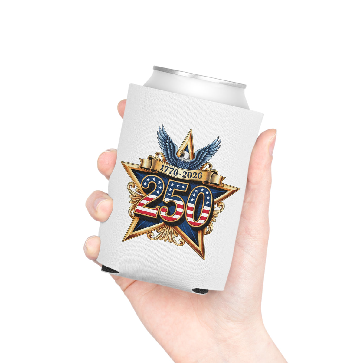 America 250 Can Cooler, 250th Anniversary Beer Can Holder, 1776 to 2026 Patriotic Drink Cozy, USA Party Favor, 4th of July Gift
