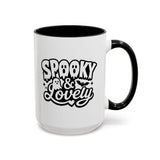 Spooky and Lovely Mug, Cute Ghost Halloween Coffee Cup, Black and White Spooky Season Gift for Her, Gothic Fall Drinkware