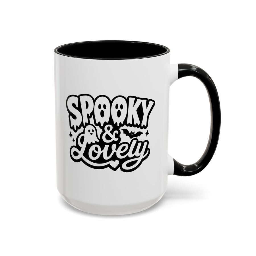 Spooky and Lovely Mug, Cute Ghost Halloween Coffee Cup, Black and White Spooky Season Gift for Her, Gothic Fall Drinkware