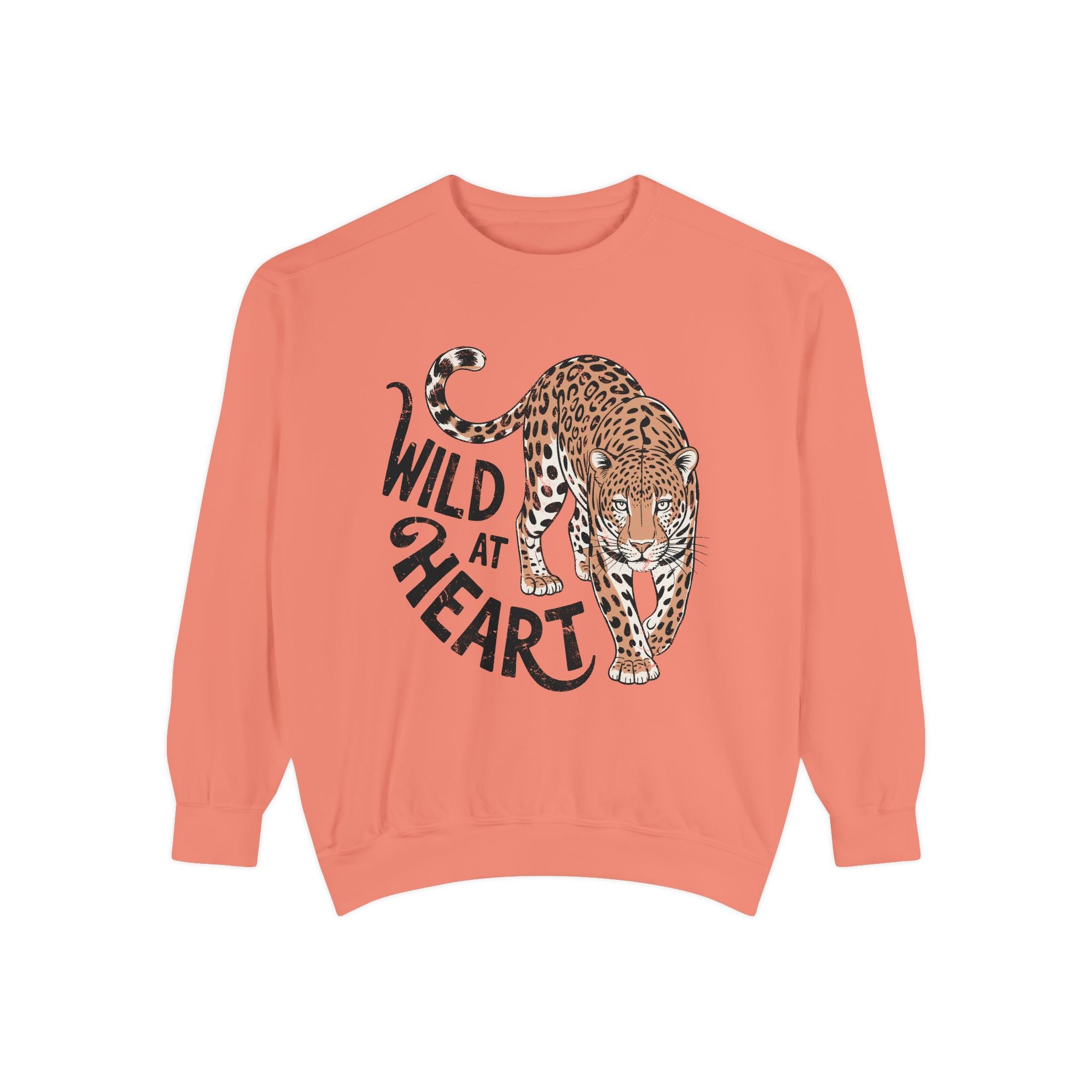 Wild at Heart Leopard Comfort Colors Sweatshirt, Leopard Graphic Crewneck, Animal Lover Sweatshirt, Safari Style Gift