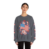 Floral American Flag Sweatshirt, Patriotic USA Pullover, Red White Blue Flower Top, Fourth of July Outfit, Americana Gift for Women