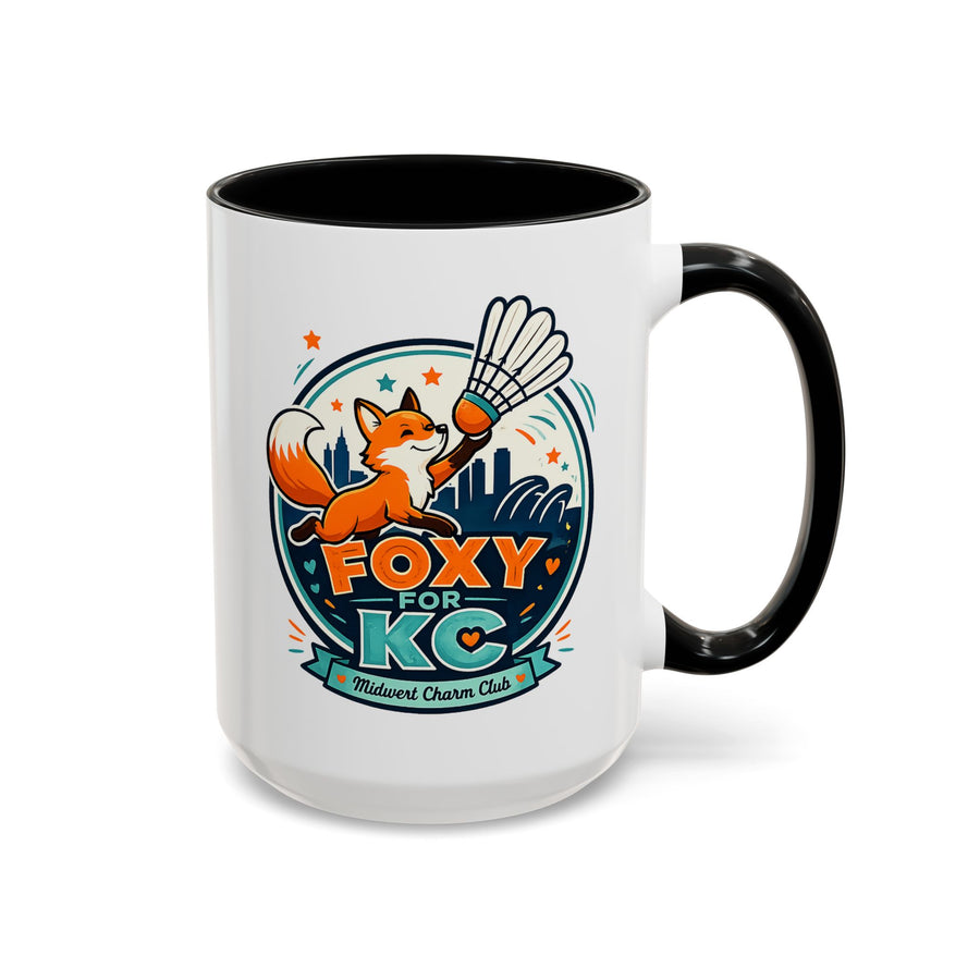 Kansas City Badminton Mug, Foxy for KC Coffee Cup, Funny Shuttlecock Lover Gift, KC Sports Fan Mug, Badminton Player Present