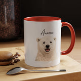 Custom Polar Bear Coffee Mug with Name, Personalized Arctic Animal Gift for Kids, Cute Winter Holiday Ceramic Tea Cup with Orange Handle