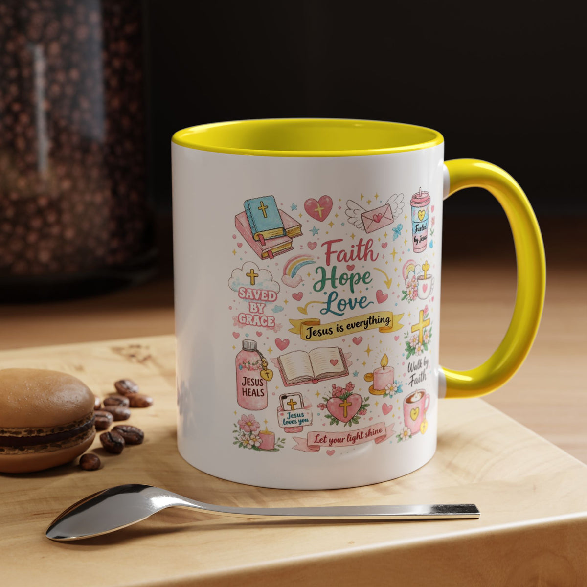 Christian Faith Hope Love Mug, Inspirational Bible Verse Coffee Mug, Jesus Is Everything Gift, Religious Mug for Women