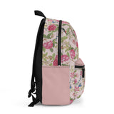 Personalized Floral Kids Backpack, Custom Name Girls School Bag, Pink Flower and Bird Backpack, Back to School Book Bag, Girls Gift