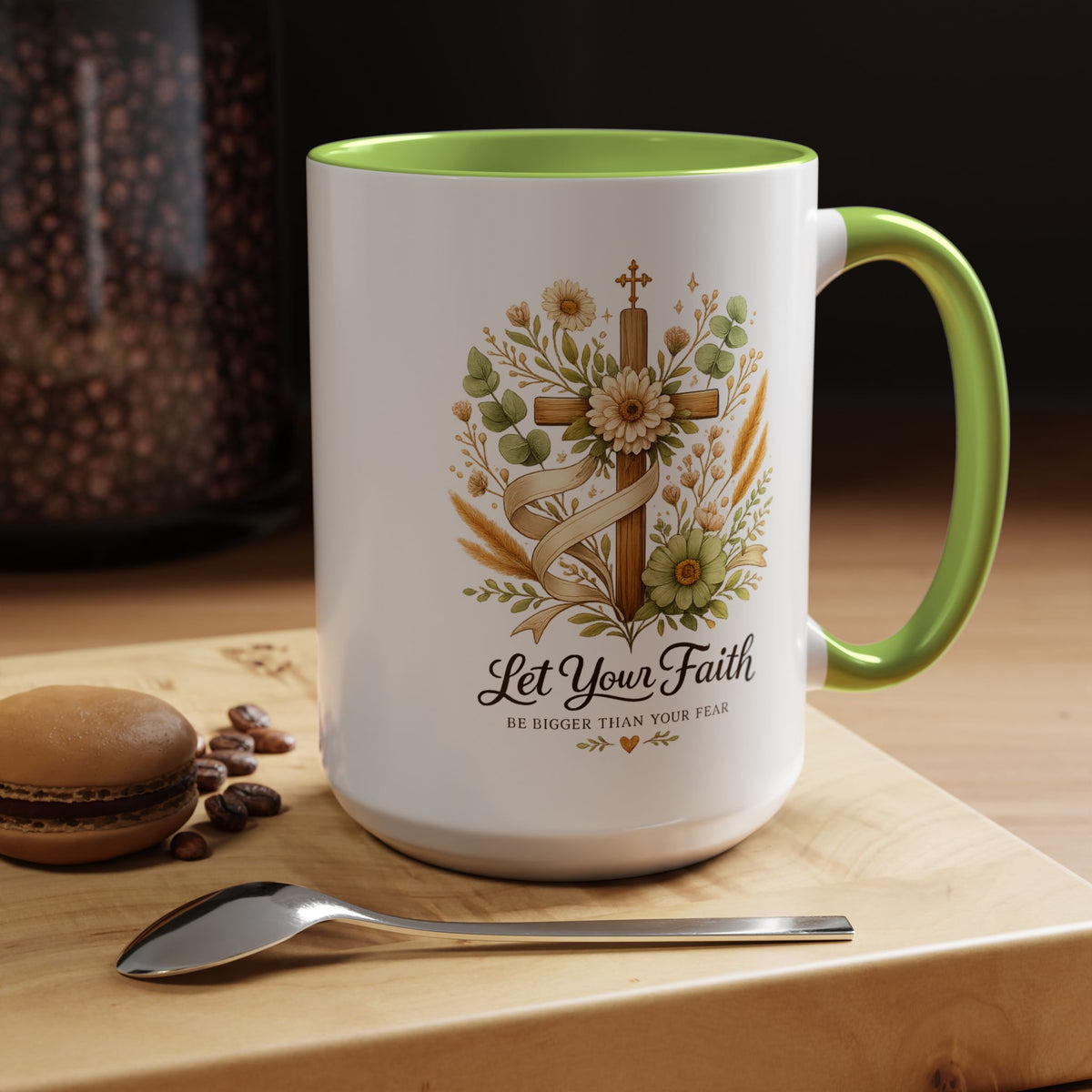 Christian Faith Inspirational Mug, Let Your Faith Be Bigger Than Your Fear Coffee Mug, Religious Gift for Women, Prayer Mug