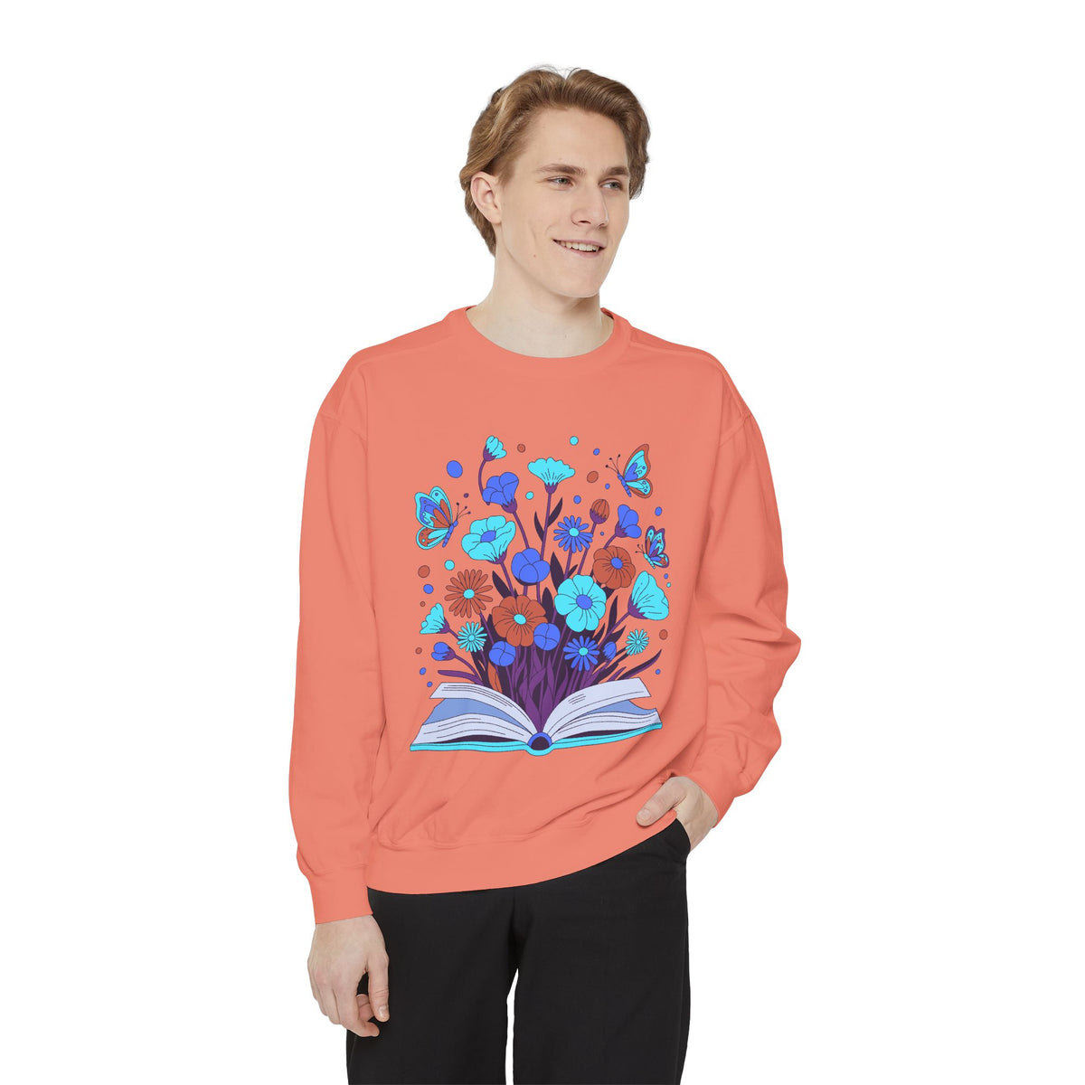 Book Lover Floral Sweatshirt, Open Book and Wildflower Crewneck, Reader Librarian Gift, Cozy Literary Pullover for Women and Teachers