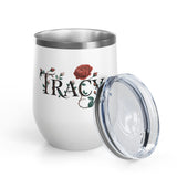 Personalized Floral Wine Tumbler, Custom Name Rose Tumbler, Botanical Drinkware for Women, Personalized Gift for Her, Garden Lover Gift