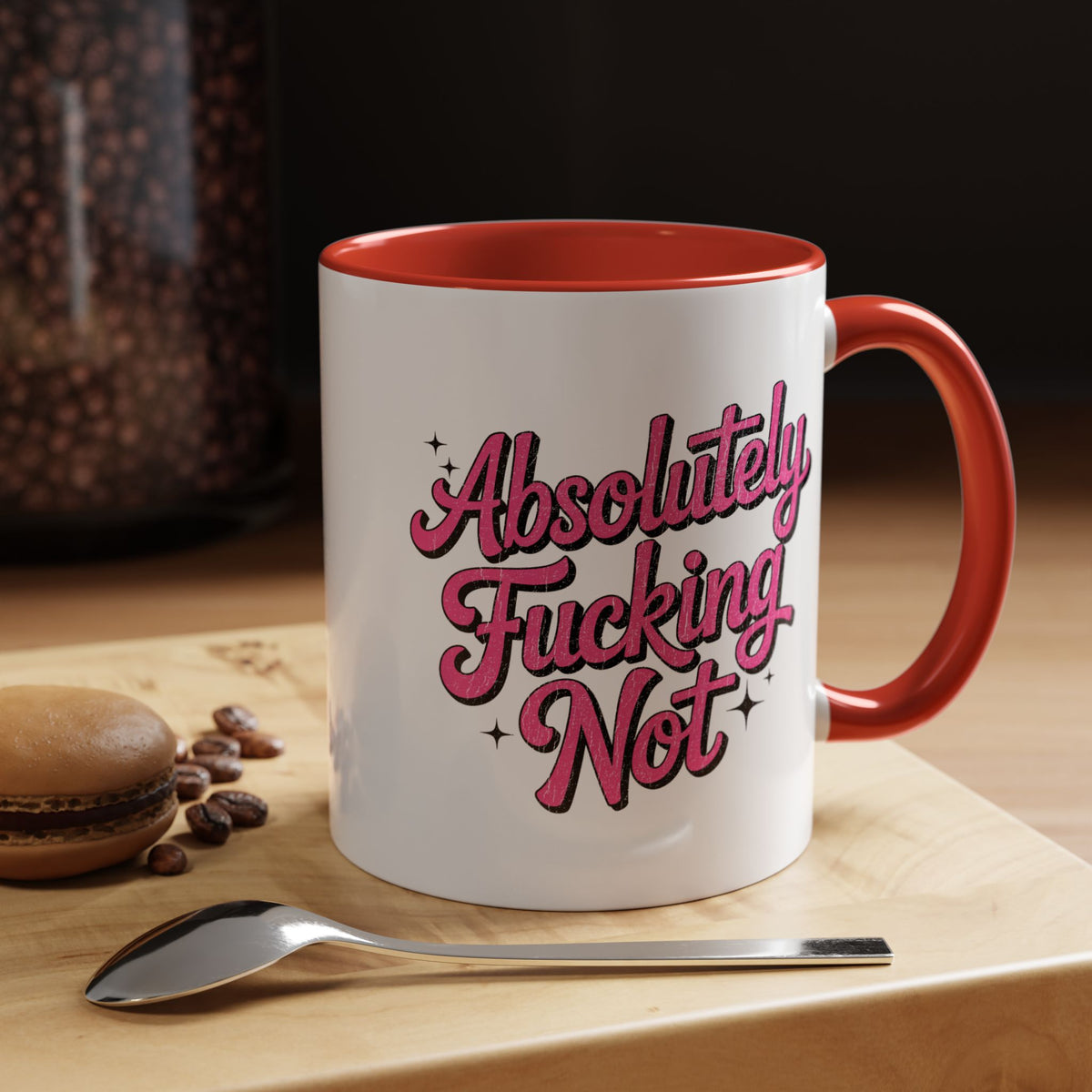 Absolutely Not Coffee Mug, Funny Sarcastic Pink Retro Lettering, Sassy Birthday Gift for a Best Friend or Office Work Bestie