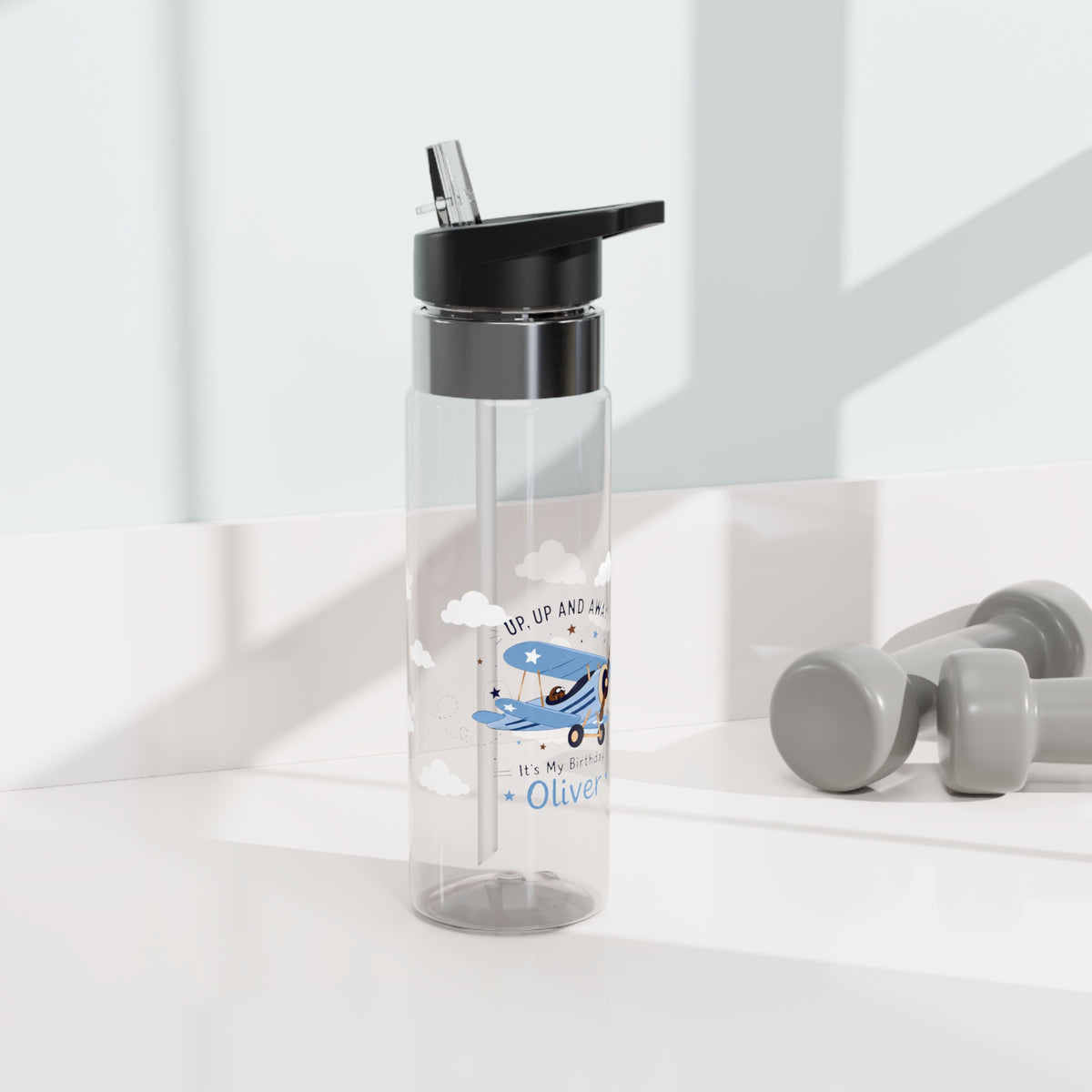 Personalized Airplane Kids Water Bottle, Pilot Birthday Gift for Boys, Aviation Theme Bottle, Travel Party Favor, School Hydration Gift