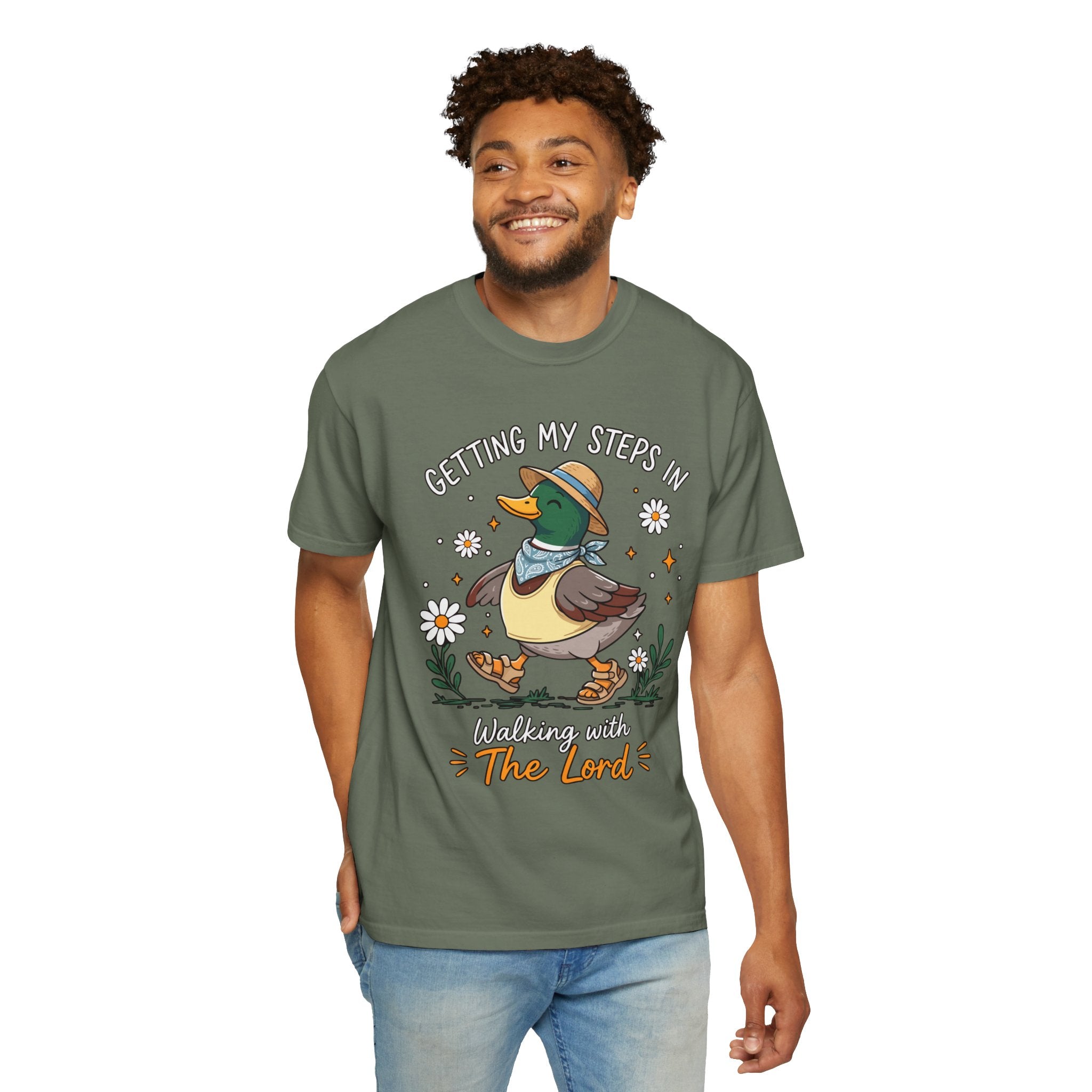 Christian Duck Comfort Colors Shirt, Walking with the Lord Graphic Tee, Cute Faith Based Duck Shirt, Trendy Christian Comfort Tee