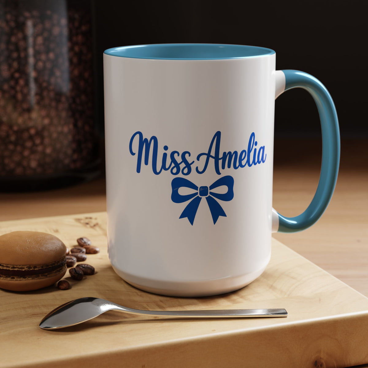 Personalized Teacher Name Mug, Custom Teacher Coffee Mug with Bow Design, Teacher Appreciation Gift, Classroom Desk Mug for Educators