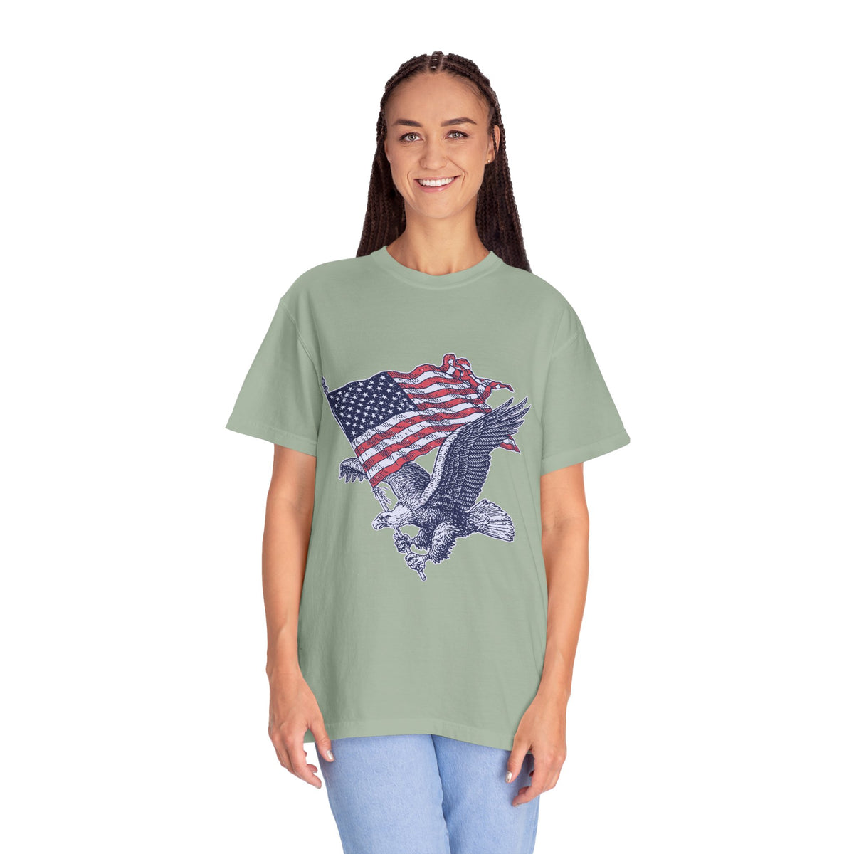 Bald Eagle American Flag Shirt, Retro Patriotic Graphic, Gift for USA Pride Fans, Fourth of July Celebrations and Everyday Clothing