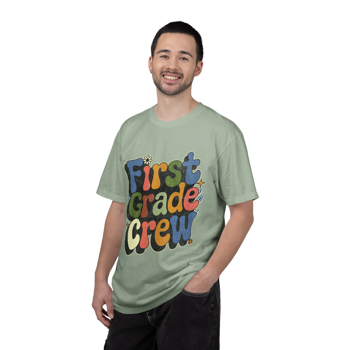 First Grade Crew T-Shirt, Retro Teacher Team Graphic Tee, Elementary School Staff Gift, First Day Classroom Outfit, Grade One Shirt
