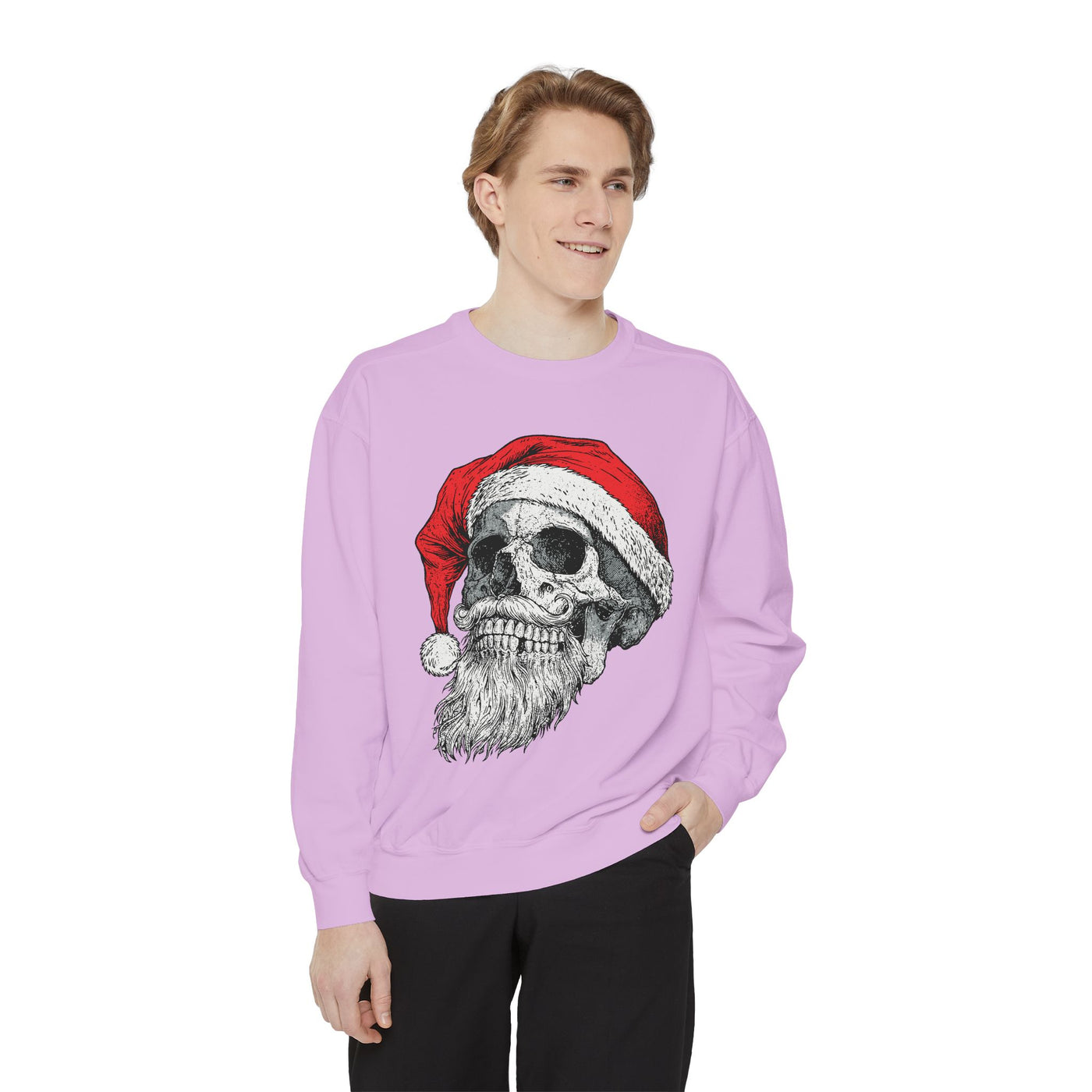 Skull Santa Sweatshirt, Gothic Christmas Crewneck, Creepy Holiday Skeleton Pullover, Alternative Xmas Gift for Metalhead or Horror Fan