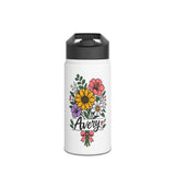Personalized Water Bottle for Girls, Floral Reusable Drink Bottle, Custom Name Gift, Cute School Water Bottle, Hydration Bottle