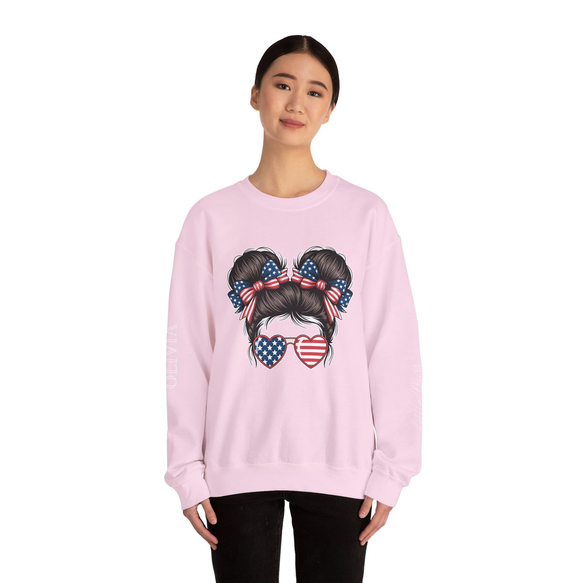 Personalized Patriotic Sweatshirt, Custom Little Miss Pullover, American Flag Girl Crewneck, Fourth of July Gift, USA Country Shirt