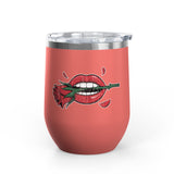 Red Lips and Rose Wine Tumbler, Gothic Romantic Stainless Steel Cup, Valentine's Day Gift for Her, Alternative Love Gift